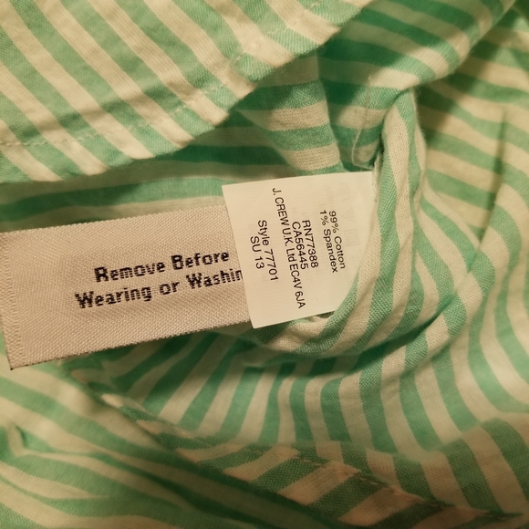 J.Crew Mint green white striped top shirt spring summer Small - Picture 3 of 8